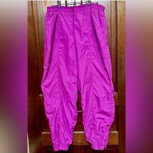 Liz Sport Vintage Parachute Baggy Pink Pants 1980’s Pockets Zip Cuffs Size XL